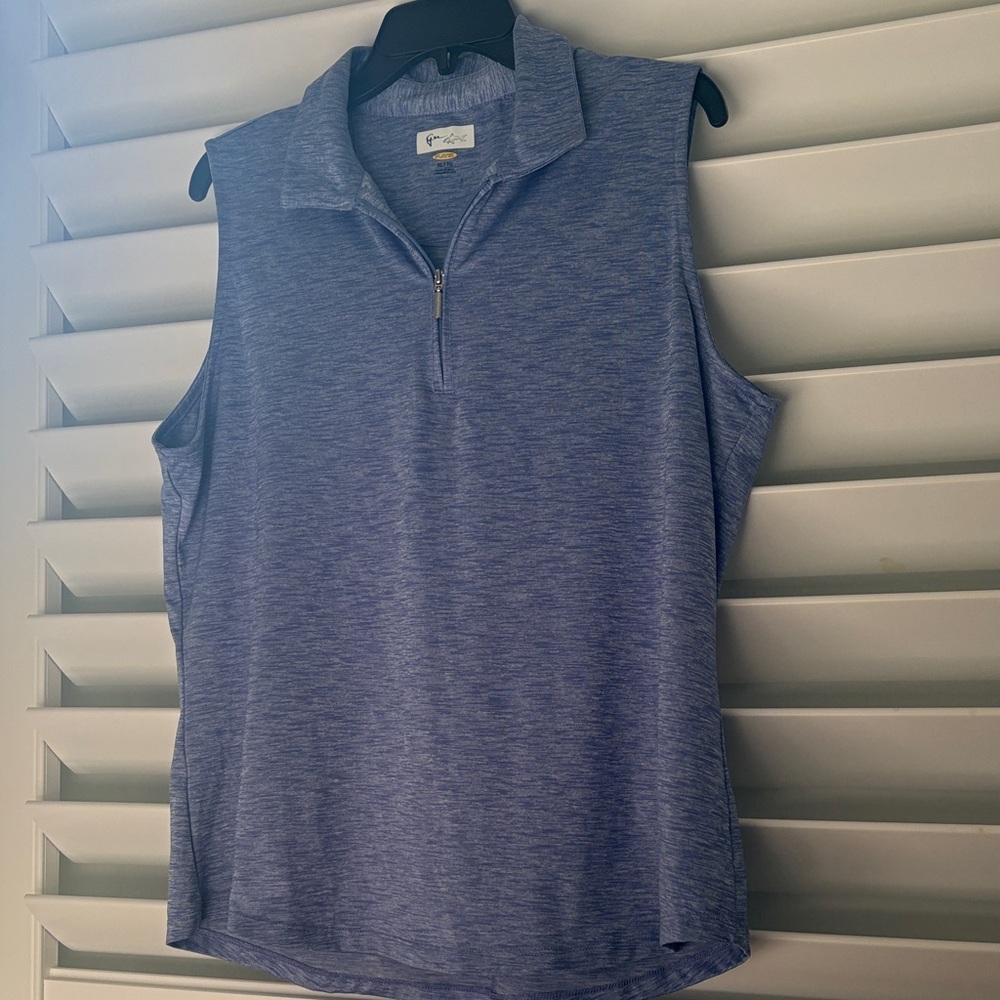 Greg Norman Women’s  Heathered Blue Play Dry Golf Polo  SZ: XL/TG EUC